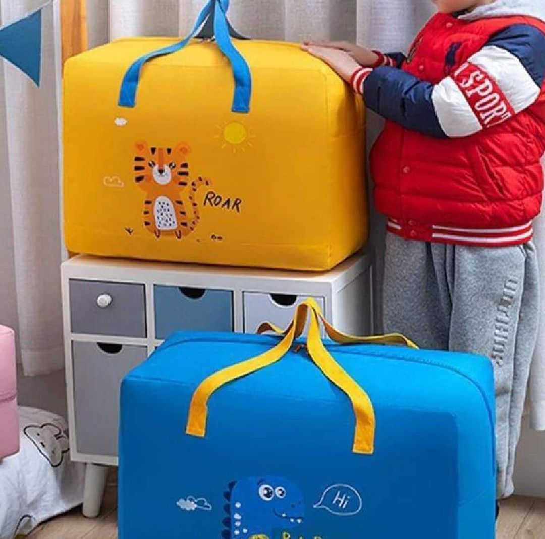 Blue Baby Dinosaur Cloth Organizer & Storage Box - Large Size, Durable & Lightweight