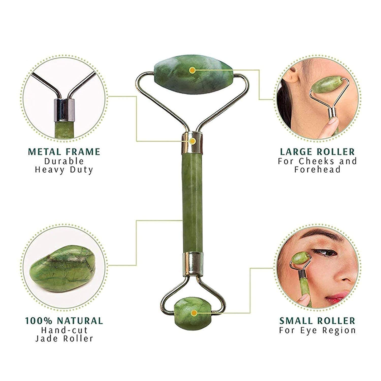 Jade Roller for Face and Gua Sha Set Face Roller Natural Jade Stone for Anti Aging,Eye Puffiness Wrinkles, Massage Tools for Face Eyes