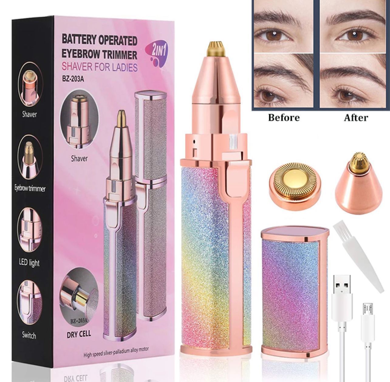 2 in 1 Rechargeable Women's Face Hair Remover