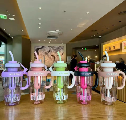 1300ml Ice Cream Bottle – Portable Cute Milkshake & Smoothie Drinking Bottle for Kids & Adults