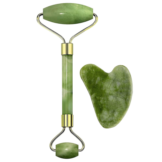 Jade Roller for Face and Gua Sha Set Face Roller Natural Jade Stone for Anti Aging,Eye Puffiness Wrinkles, Massage Tools for Face Eyes