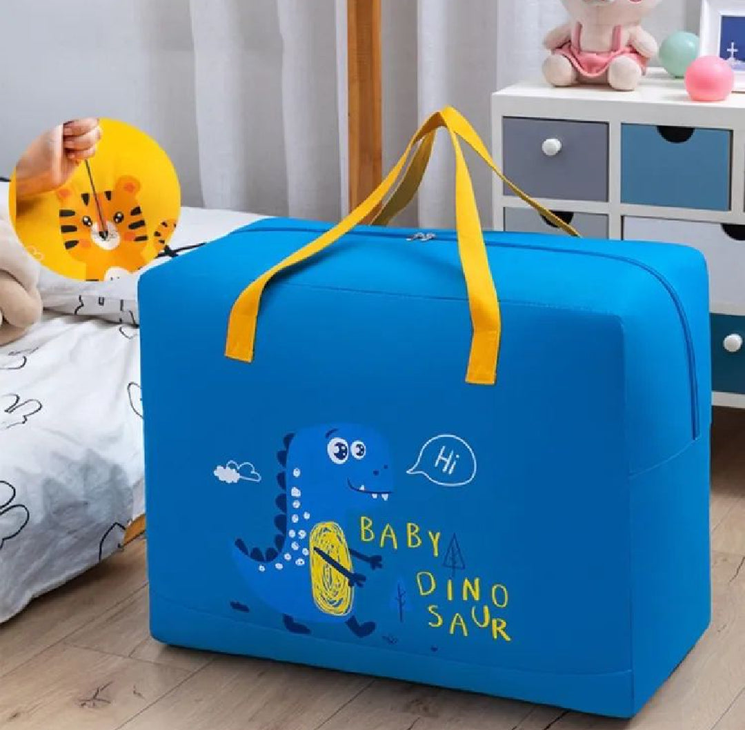 Blue Baby Dinosaur Cloth Organizer & Storage Box - Large Size, Durable & Lightweight