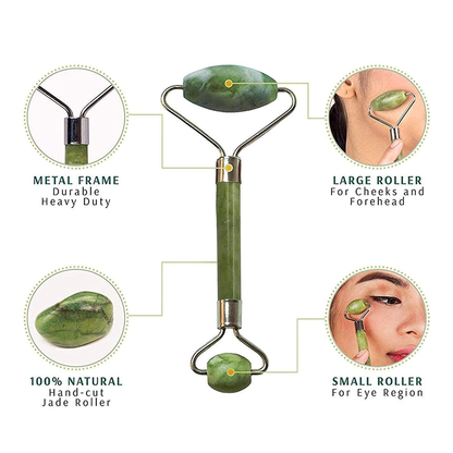 Jade Roller for Face and Gua Sha Set Face Roller Natural Jade Stone for Anti Aging,Eye Puffiness Wrinkles, Massage Tools for Face Eyes