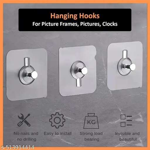 Punch-Free Self-Adhesive Wall Hook – Strong & Durable for Home & Outdoor Use