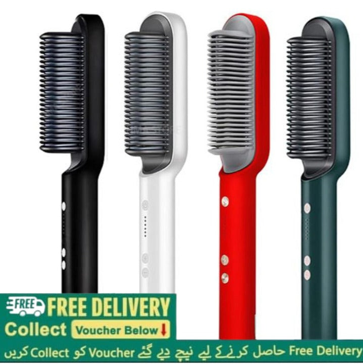 Hair Straightener Brush Curling Comb 2 In 1