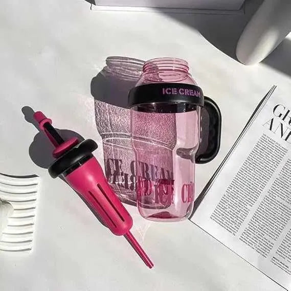 1300ml Ice Cream Bottle – Portable Cute Milkshake & Smoothie Drinking Bottle for Kids & Adults