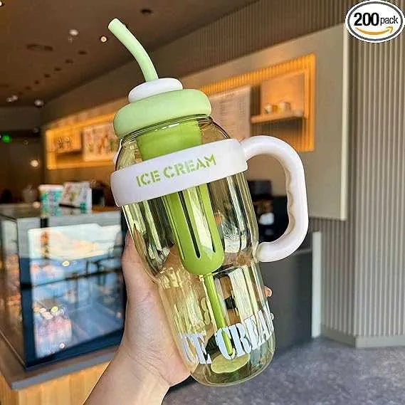 1300ml Ice Cream Bottle – Portable Cute Milkshake & Smoothie Drinking Bottle for Kids & Adults