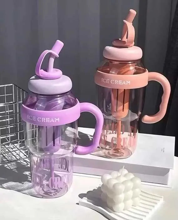 1300ml Ice Cream Bottle – Portable Cute Milkshake & Smoothie Drinking Bottle for Kids & Adults
